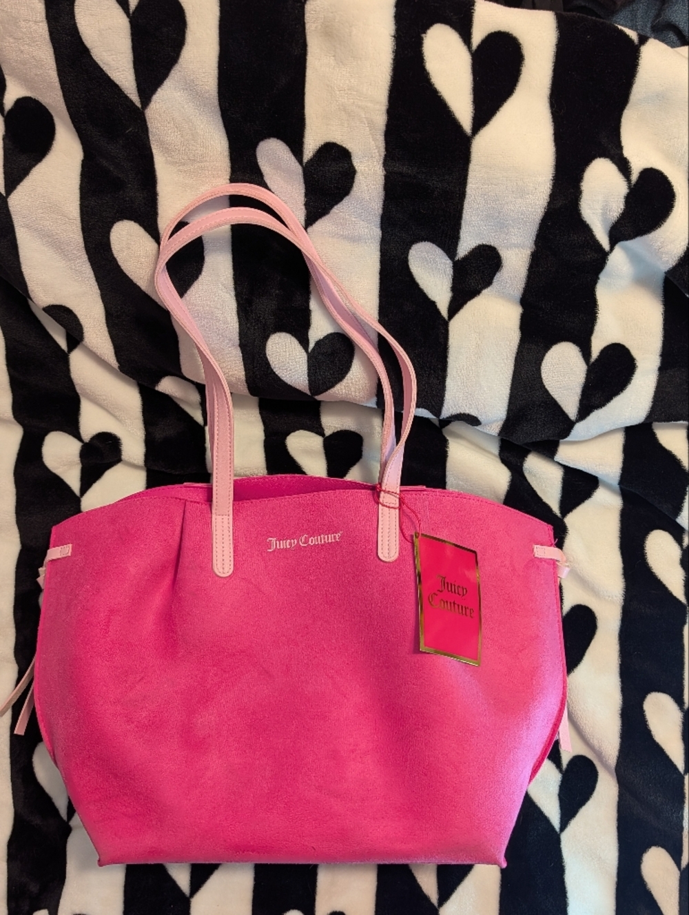 🆕 Juicy Couture Pink Tote with Pink Studded Clutch - Picture 13 of 16